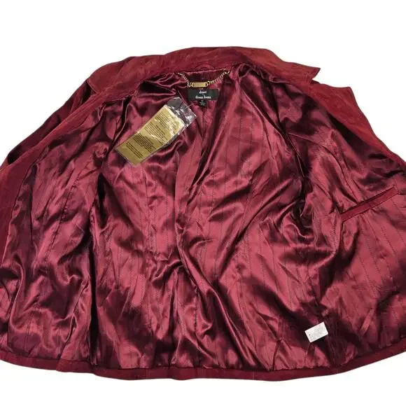 Dennis Basso Suede Leather Moto Jacket Size Medium Washable Asymmetric Zip - Picture 3 of 6